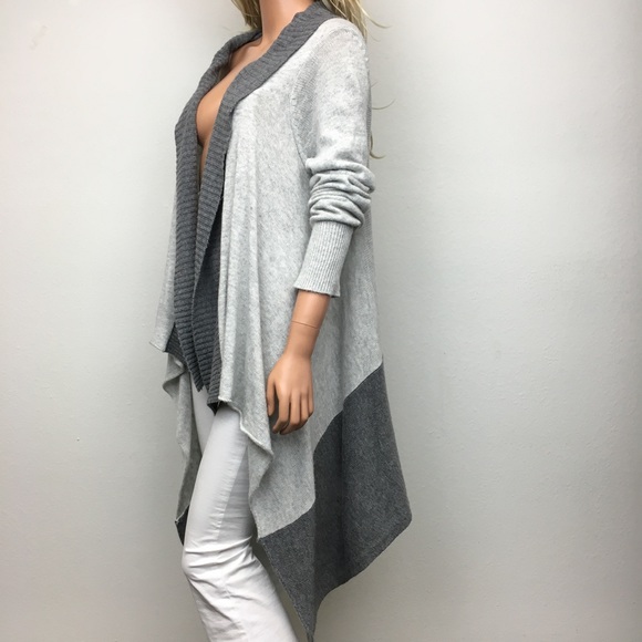 Asymmetrical Hem Color Block Cardigan Sweater - Picture 4 of 7